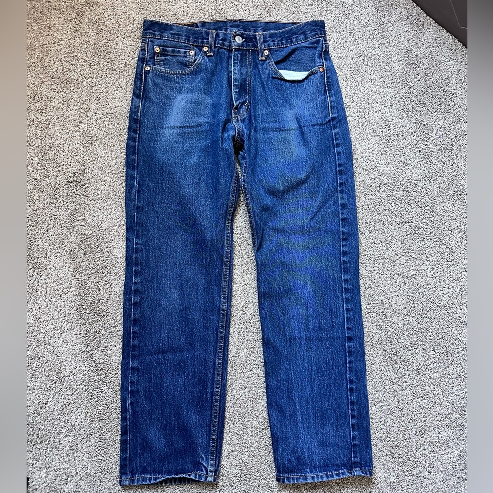 Levi Strauss & co 505 cotton medium blue jeans slim straight w32/L30 a23